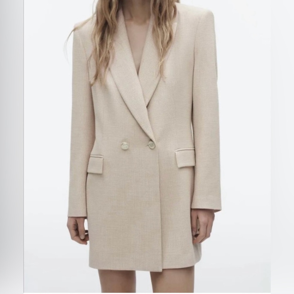 Zara Long Breasted Double Blazer pink